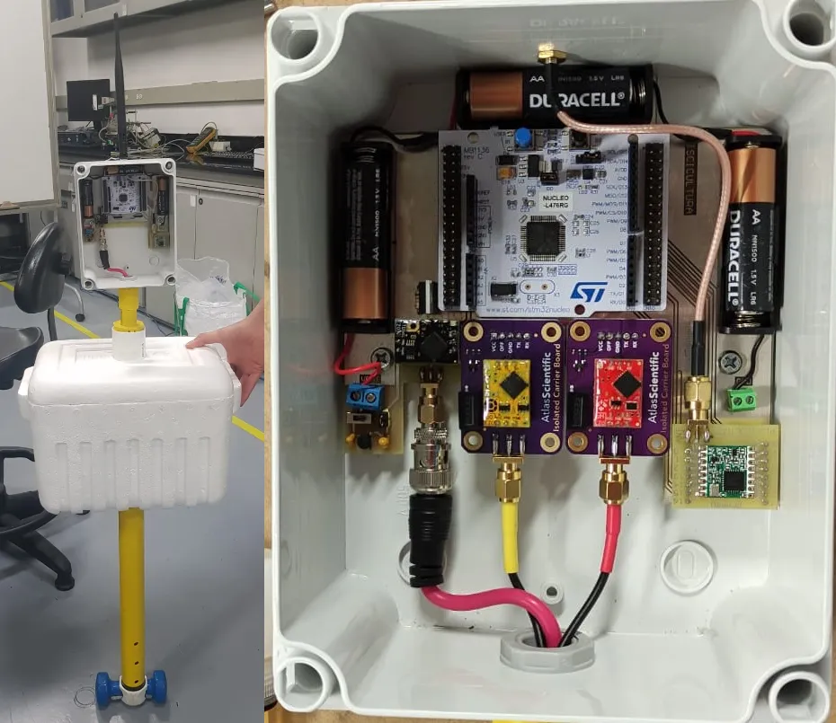 A prototype of a water quality measurement buoy for fish farming applications